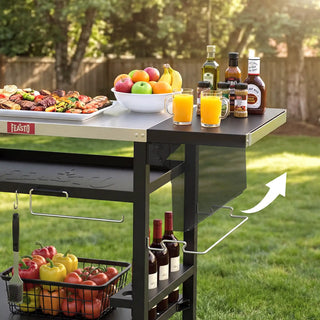 Outdoor Grill Cart with Foldable Side Table