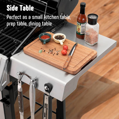 4+1 Burner Gas Grill, All Stainless Steel Outdoor BBQ Grill with Enameled Coated Chamber Body, 48,000 BTU Garden Barbecue Grill with Porcelain-Enameled Cast lron Grates, Grill Cover Included