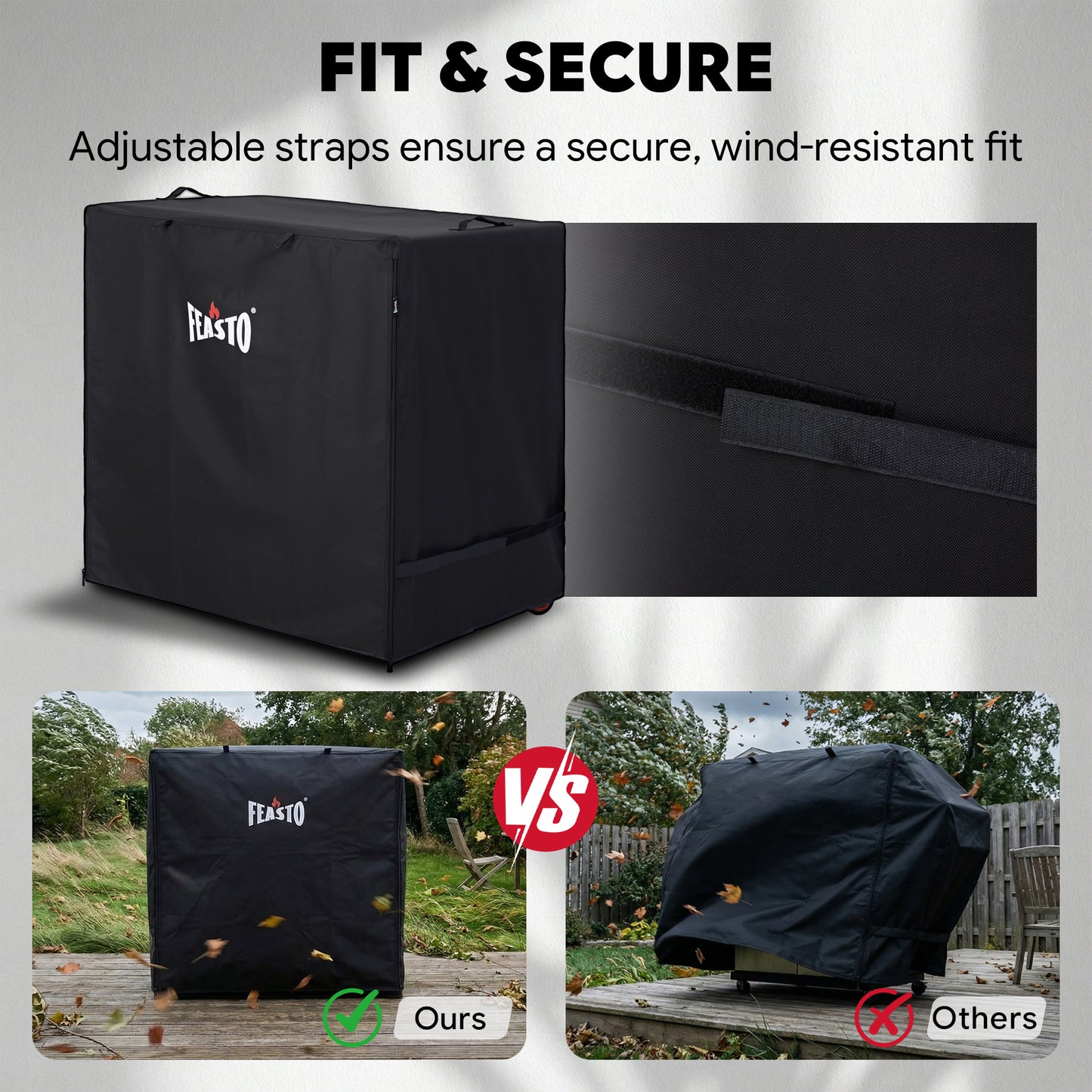 FEASTO 36-Inch Outdoor Prep Table Cover, Waterproof 600D Grill Cart Cover with Roll-Up Zippered Door, for Kitchen Island & Outdoor Storage Cabinet, Black