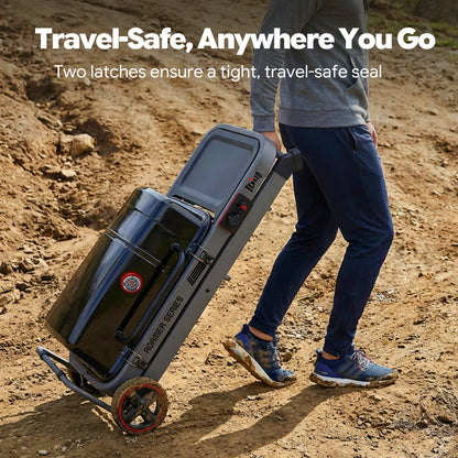 Portable Propane Gas Grill with Folding Cart, Camping & Tailgating, Grey