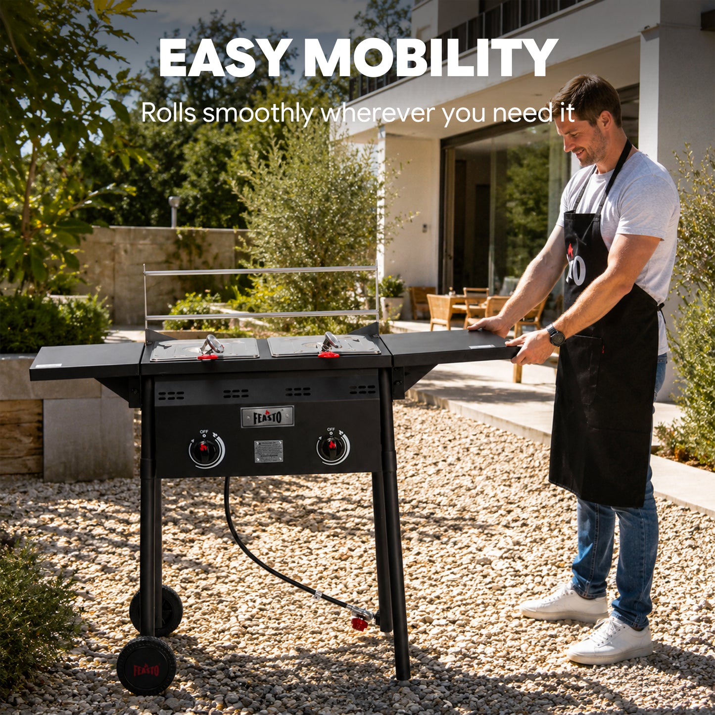 Feasto Outdoor Propane Deep Fryer with Dual Independent Burners