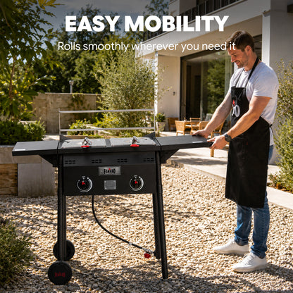 Feasto Outdoor Propane Deep Fryer with Dual Independent Burners