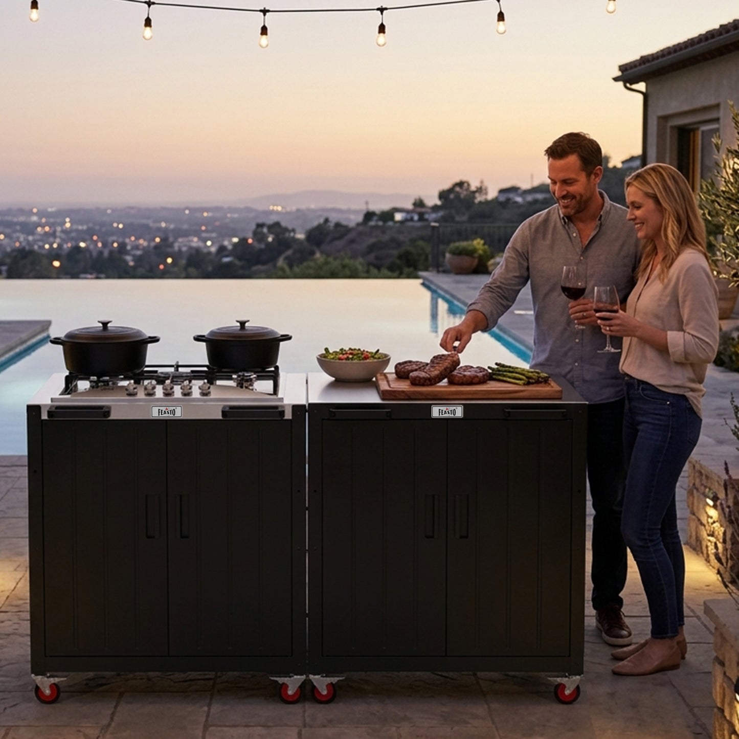 Feasto 5-Burner Propane Gas Stove, Stainless Steel Top with Cabinet(Add to cart and enjoy an additional 7% discount)