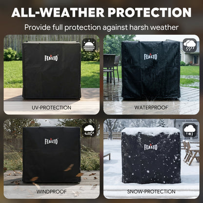 FEASTO 36-Inch Outdoor Prep Table Cover, Waterproof 600D Grill Cart Cover with Roll-Up Zippered Door, for Kitchen Island & Outdoor Storage Cabinet, Black