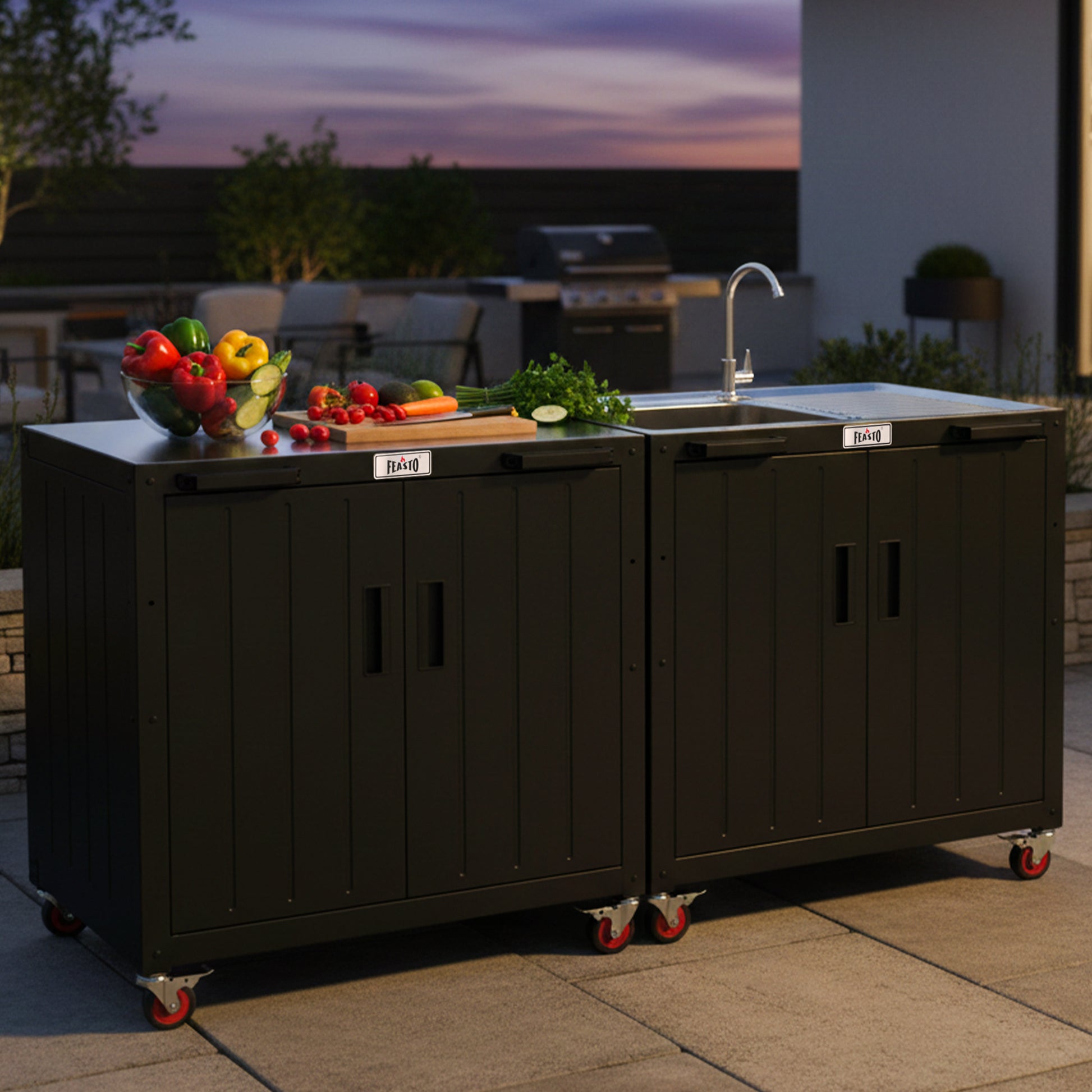 Outdoor kitchen island connect with Outdoor kitchen Sink station