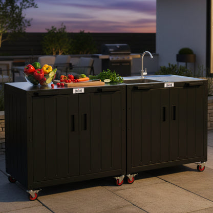 Outdoor kitchen island connect with Outdoor kitchen Sink station
