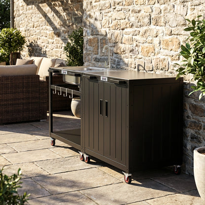 Outdoor kitchen island cart connect with outdoor sink station - KT2435C with KT2435B