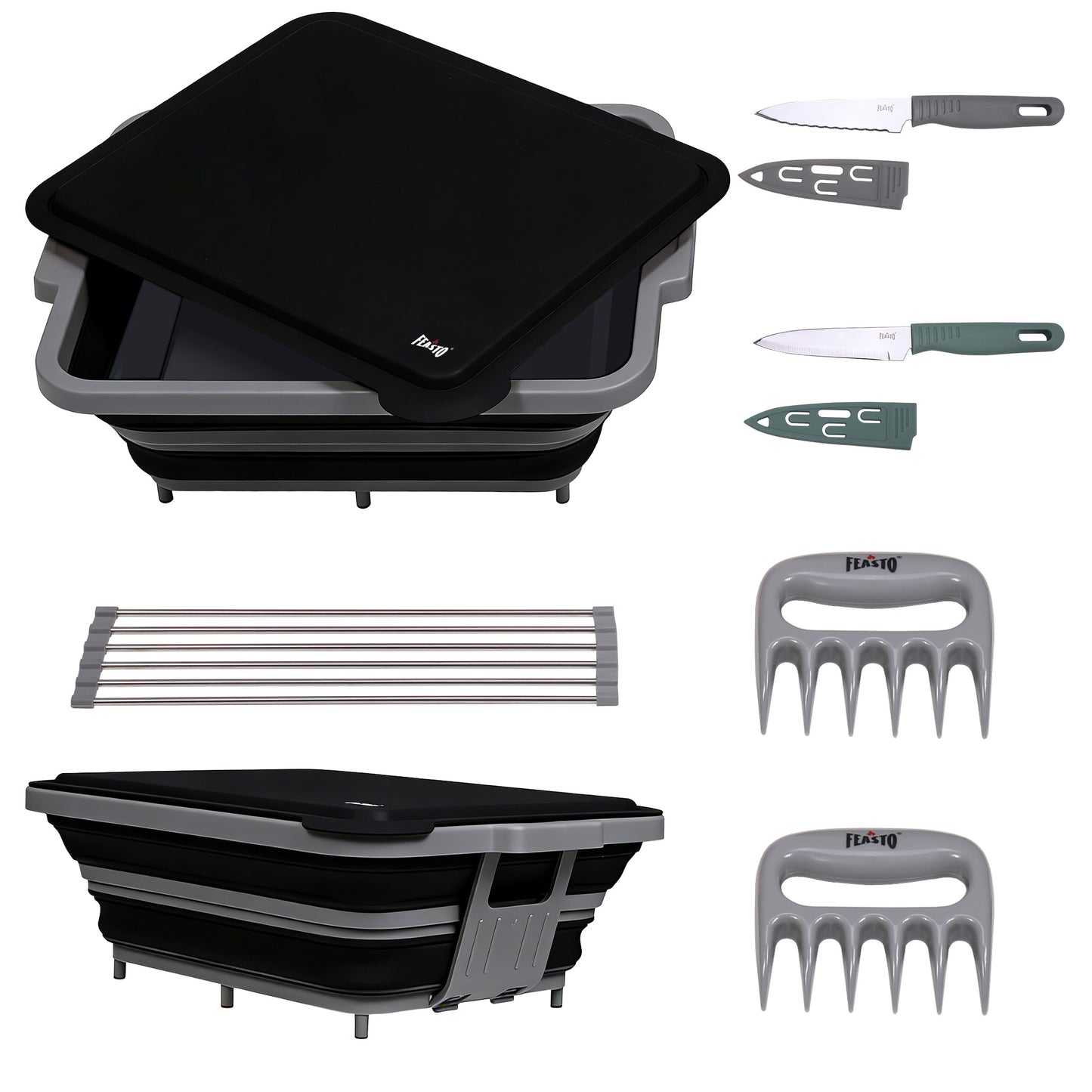 Collapsible BBQ Prep Tub & Wash Station Set for Outdoor Cooking