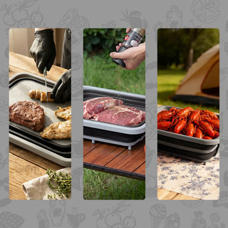 Collapsible BBQ Prep Tub & Wash Station Set for Outdoor Cooking