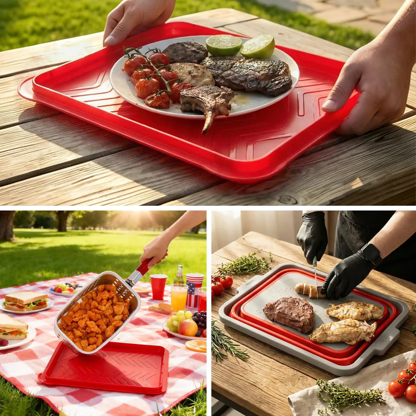 Collapsible BBQ Prep Tub & Wash Station Set for Outdoor Cooking