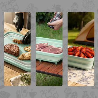 Collapsible BBQ Prep Tub & Wash Station Set for Outdoor Cooking