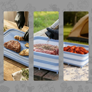 Collapsible BBQ Prep Tub & Wash Station Set for Outdoor Cooking