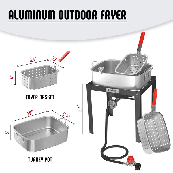 Aluminum outdoor fryer set-turkey pot dimension 20''X13.4''X5'' IN--basket （11.6''X7.7''X4'' IN）