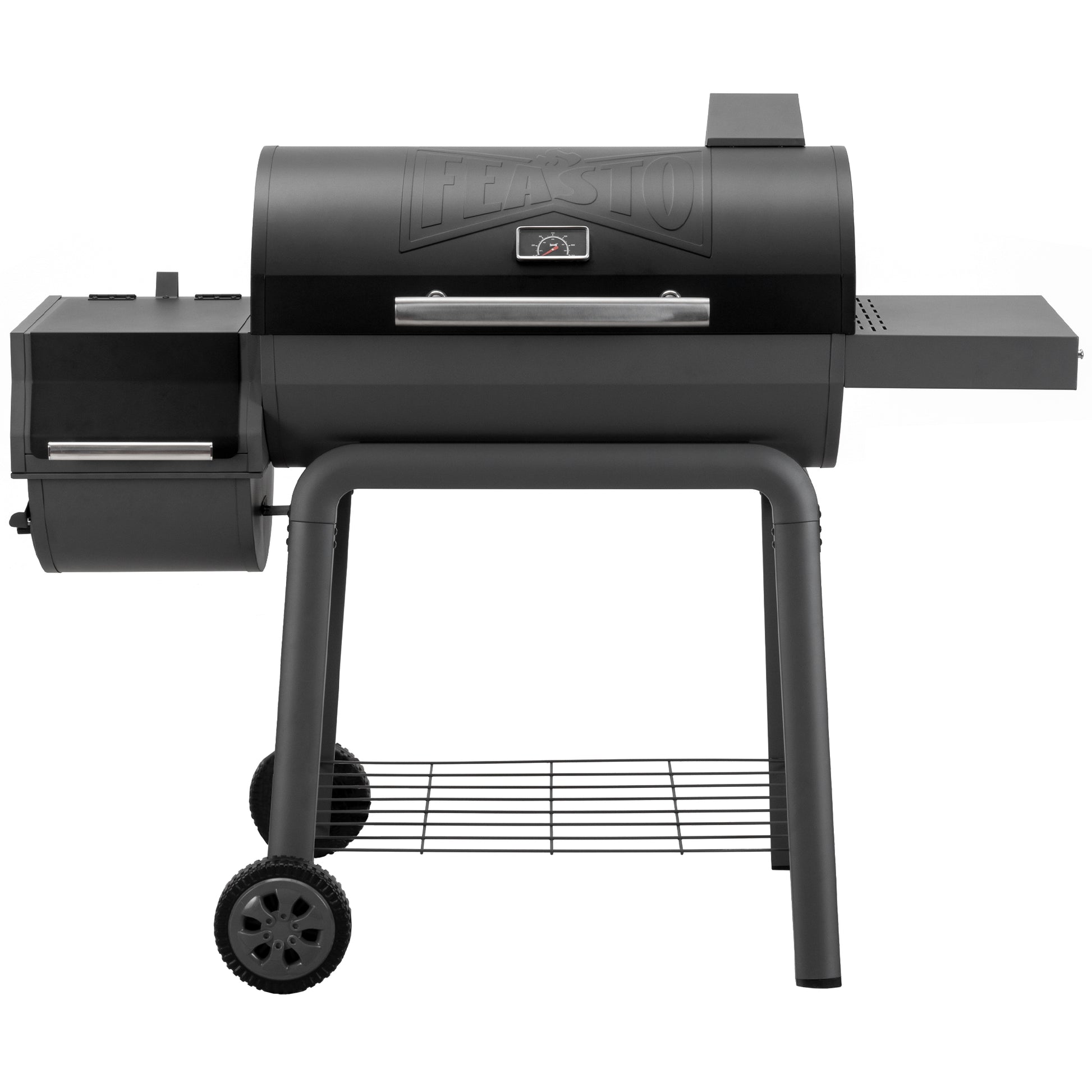 BBQ Charcoal Grill with Offset Smoker Grill and Side Table, 30-In Heavy-Duty Outdoor BBQ Grill with 832 Sq. In. Cooking Space for Outdoor Barbecue in Backyard, Patio and Parties, Black