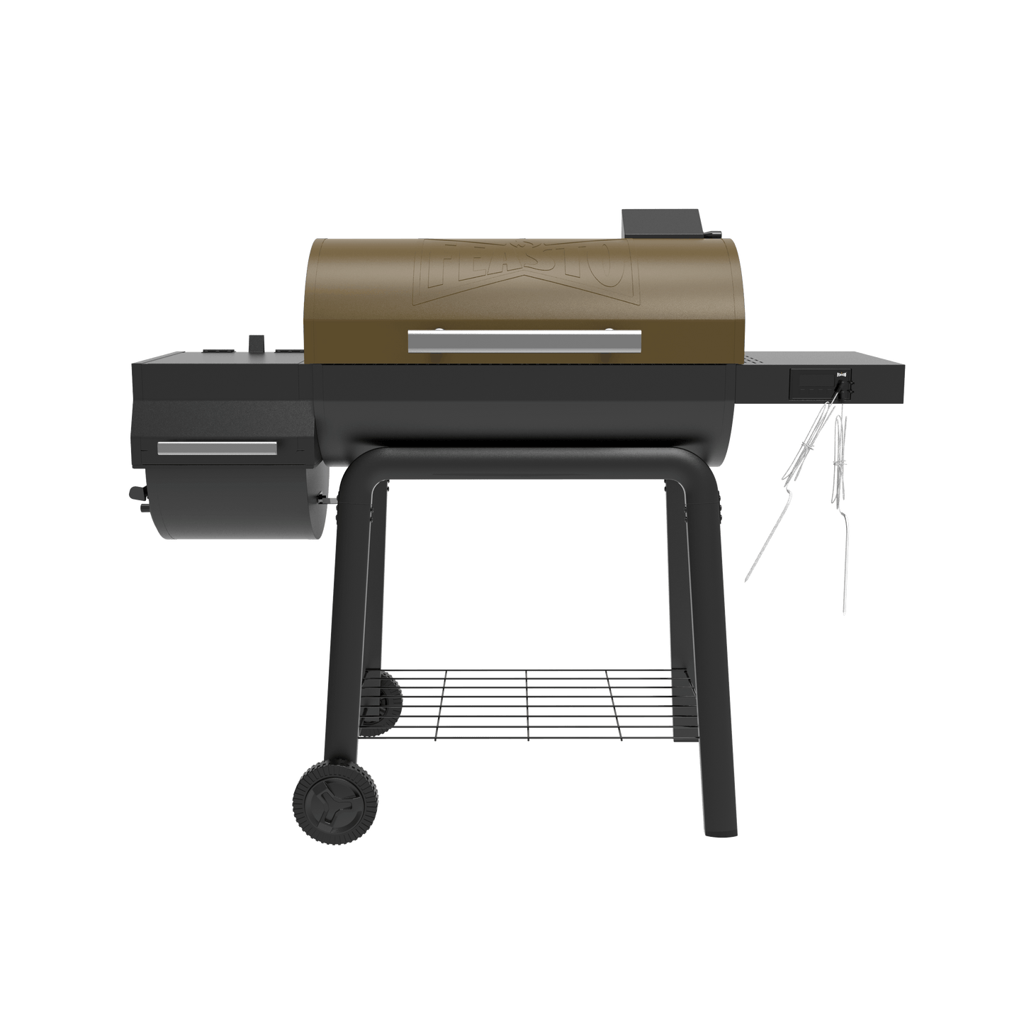 Golden Charcoal Grill with Digital Display & Offset Smoker