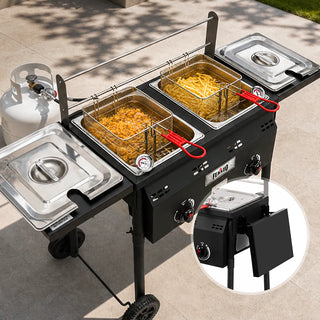 4-Gal Outdoor Deep Fryer  with Movable Cart