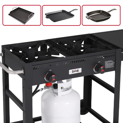 30 Qt Movable Outdoor Deep Fryer with Dual Tanks