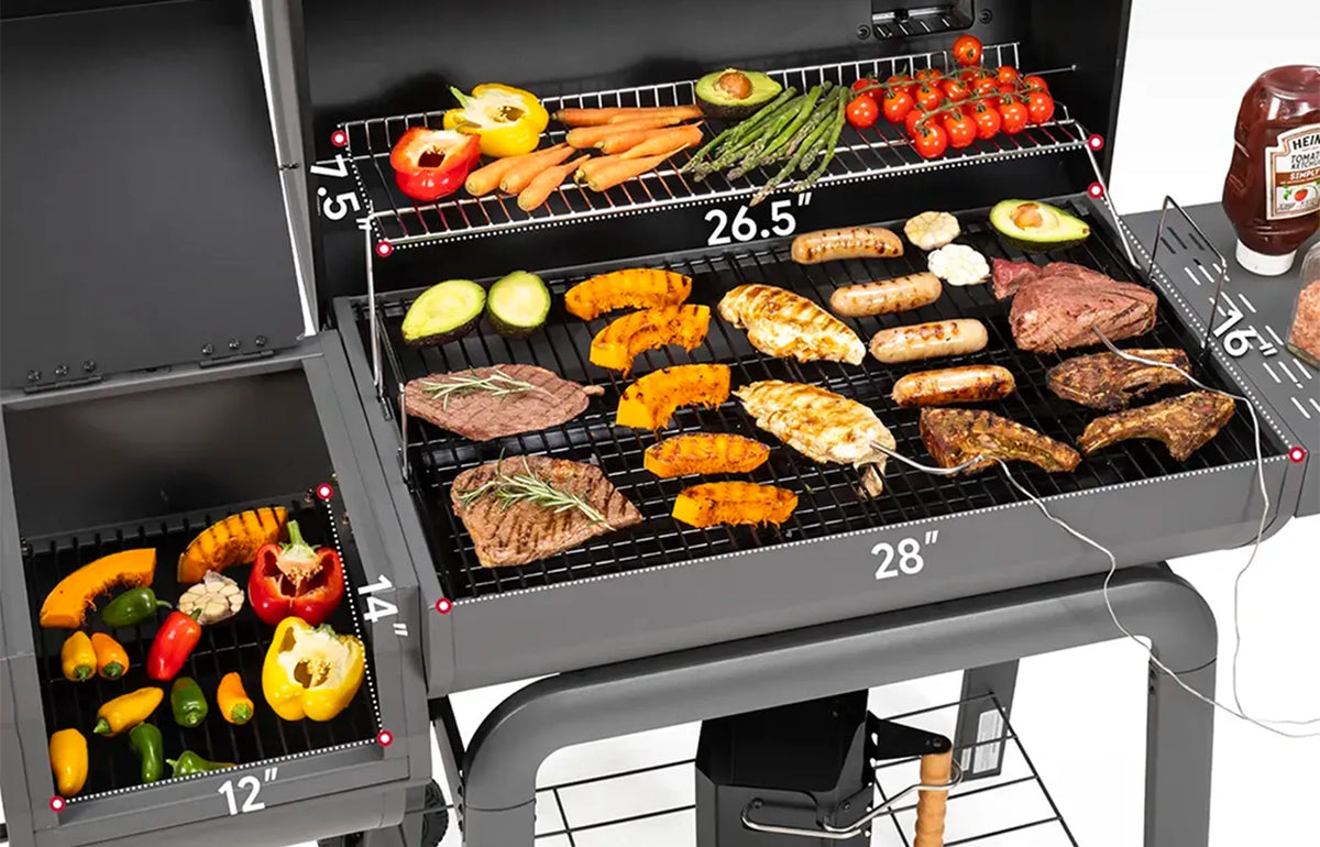 Charcoal Grill with Offset Smoker & Digital Temperature Control