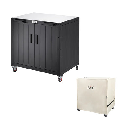 Feasto 304 Stainless Steel Freestanding Kitchen Grill Cart With Cover, Movable Kitchen Island