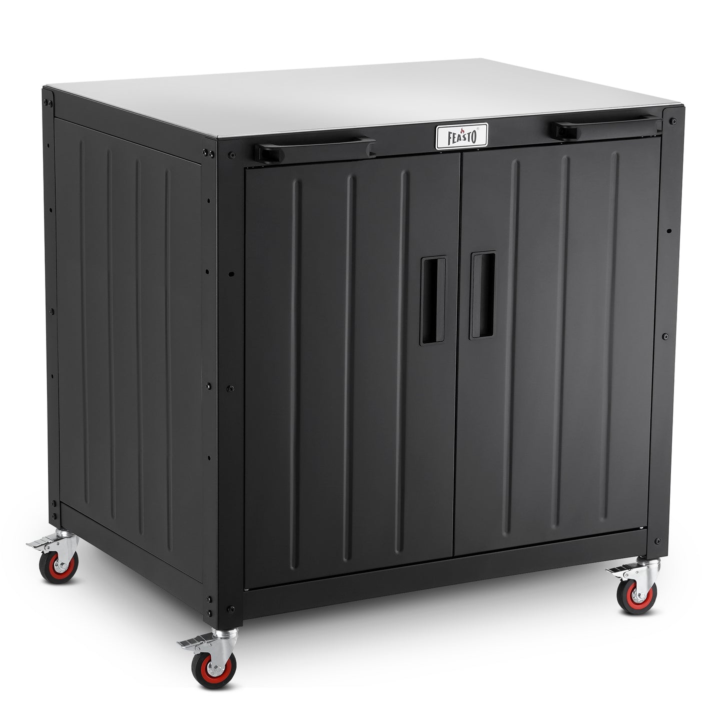 
Feasto Grill Table, Outdoor Bar Cart Grill Cart with Storage Cabinet, Modular Outdoor Kitchen Island, Outdoor Grill Station with 304 Stainless Steel Top