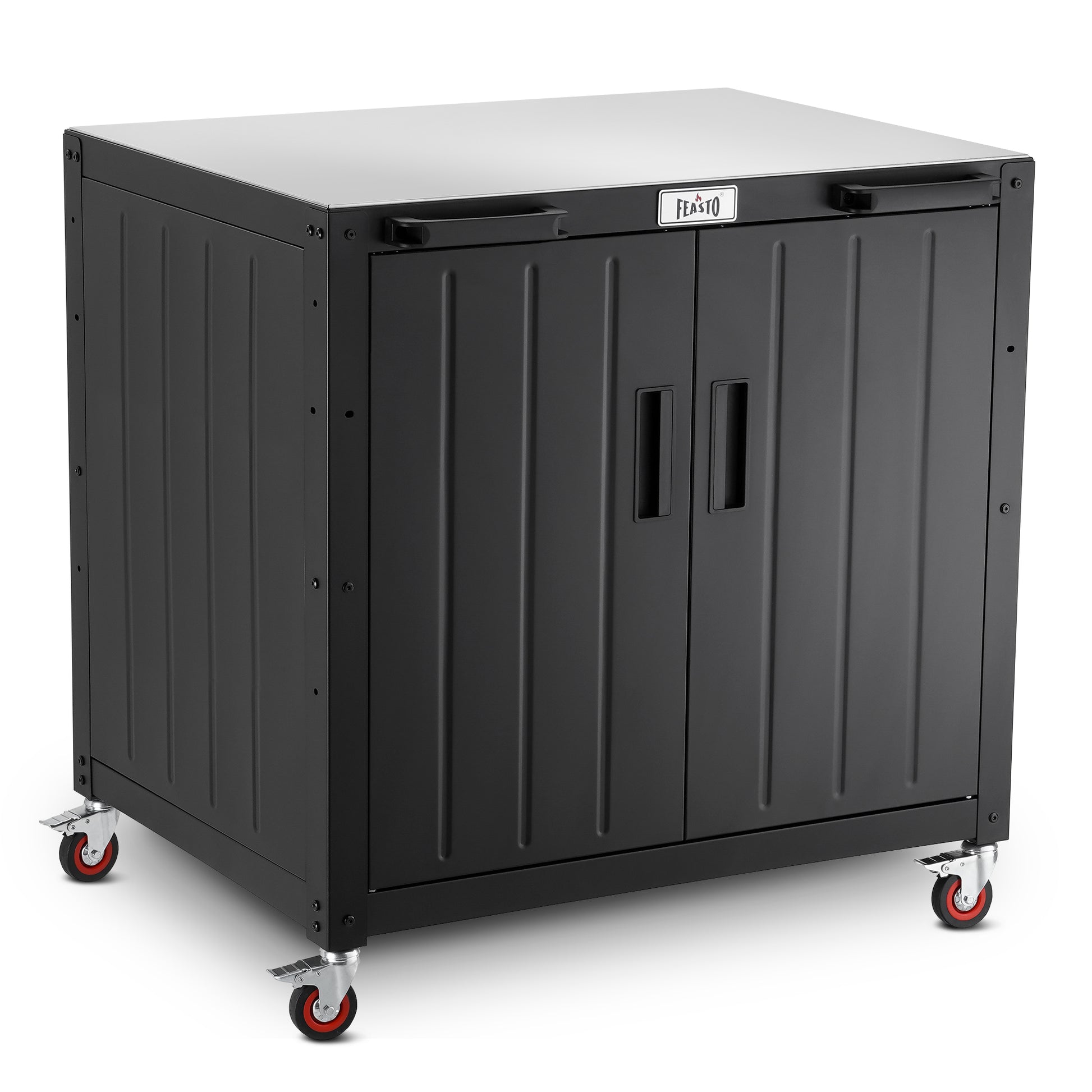 
Feasto Grill Table, Outdoor Bar Cart Grill Cart with Storage Cabinet, Modular Outdoor Kitchen Island, Outdoor Grill Station with 304 Stainless Steel Top