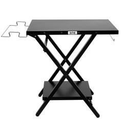 Folding Grill Table with Extra Storage Bottom Shelf, Indoor & Outdoor Prep Table with Garage Rack & Tissue Holder, Pizza Oven Stand for Pizza Oven & Blackstone Griddle, 30" x 24", Black
