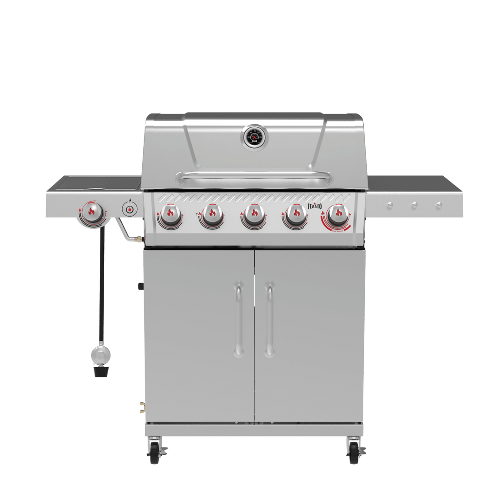 Stainless Steel 5-Burner Gas Grill with Sear Burner & Side Burner 360 view