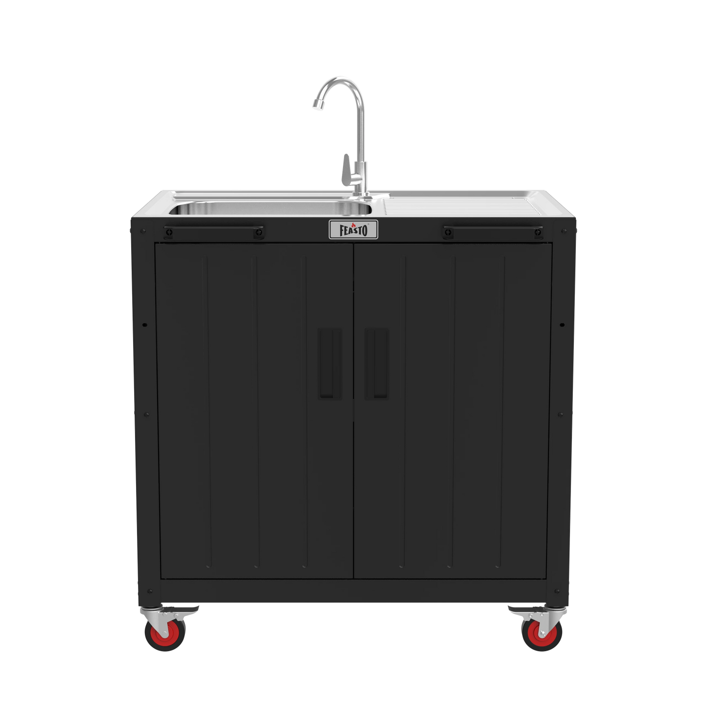 Outdoor Kitchen Cart with Large Sink and Storage Cabinet