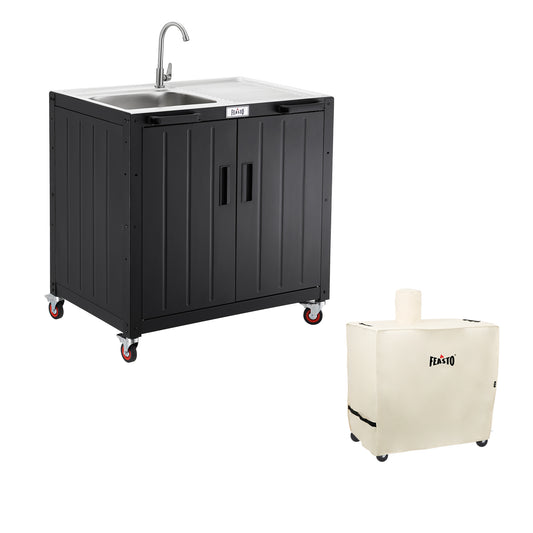 Outdoor Kitchen Series 36" Freestanding Outdoor Grill Cart with Cover, Movable BBQ Station