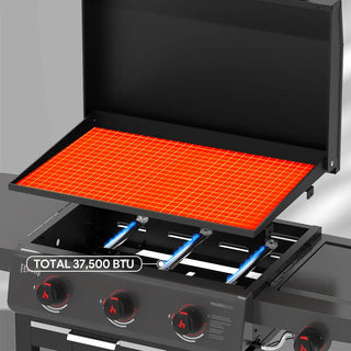 3-Burner Gas Griddle with Side Burner & Hood