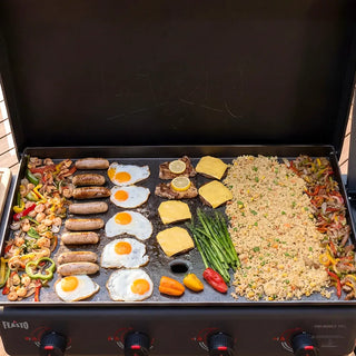 4-Burner Gas Griddle with Side Burner & Hood