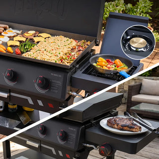 4-Burner Gas Griddle with Side Burner & Hood