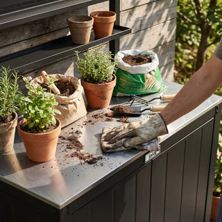 Outdoor Grill Cart with Raised-Edge Top