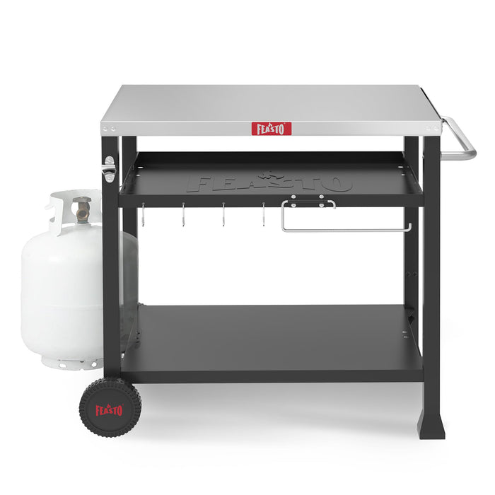 Three-Shelf Movable Food Prep and Work Cart Table, Stainless Steel Table Top(Add to cart and enjoy an additional 5% discount)