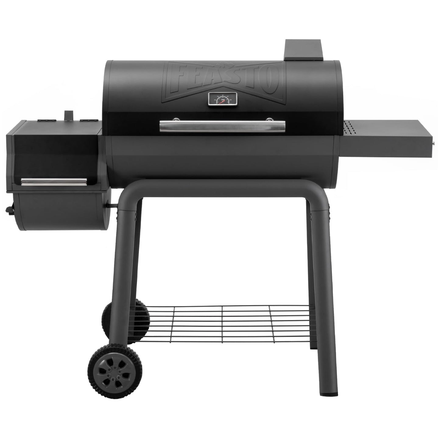 Charcoal Grill with Offset Smoker Grill and Side Table, 30-In Heavy-Duty BBQ Grill, Black