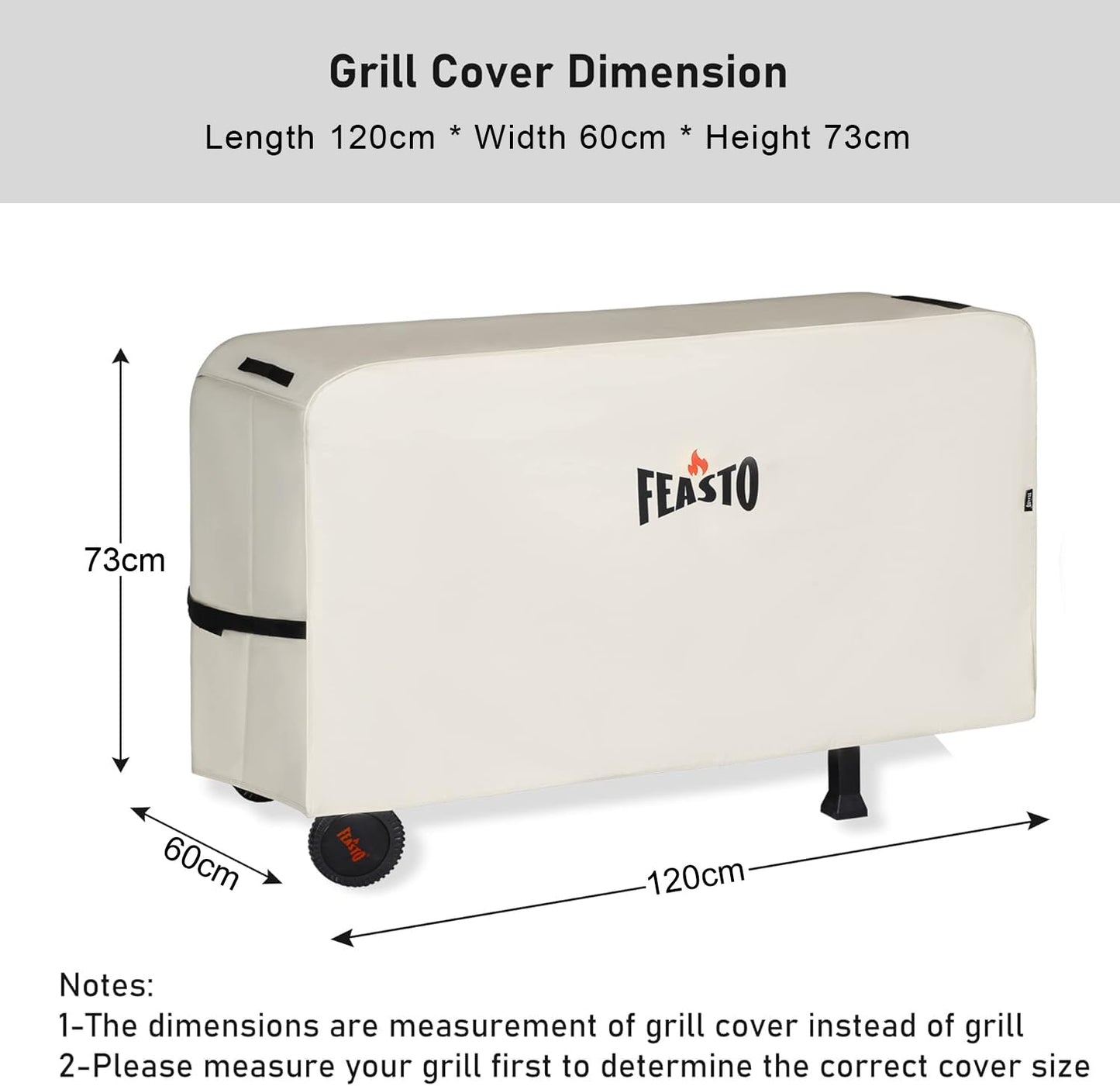 Outdoor Dining Cart Cover for Feasto Three-Shelf Movable Dining Cart Prep Table  Heavy Duty Waterproof Cover for Feasto Dining Cart Beige (L50.4” x W23.6” x H28.7”)