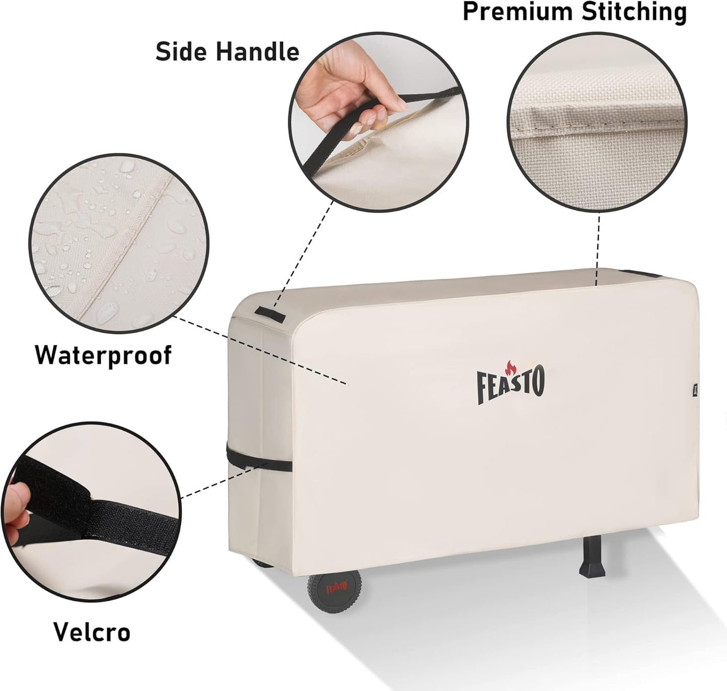 Outdoor Dining Cart Cover for Feasto Three-Shelf Movable Dining Cart Prep Table  Heavy Duty Waterproof Cover for Feasto Dining Cart Beige (L50.4” x W23.6” x H28.7”)