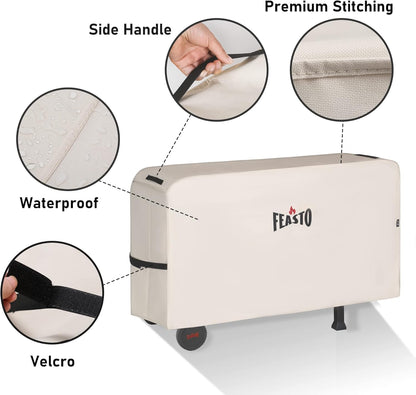 Outdoor Dining Cart Cover for Feasto Three-Shelf Movable Dining Cart Prep Table  Heavy Duty Waterproof Cover for Feasto Dining Cart Beige (L50.4” x W23.6” x H28.7”)