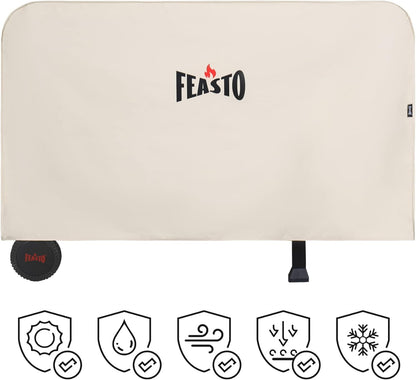 Outdoor Dining Cart Cover for Feasto Three-Shelf Movable Dining Cart Prep Table  Heavy Duty Waterproof Cover for Feasto Dining Cart Beige (L50.4” x W23.6” x H28.7”)