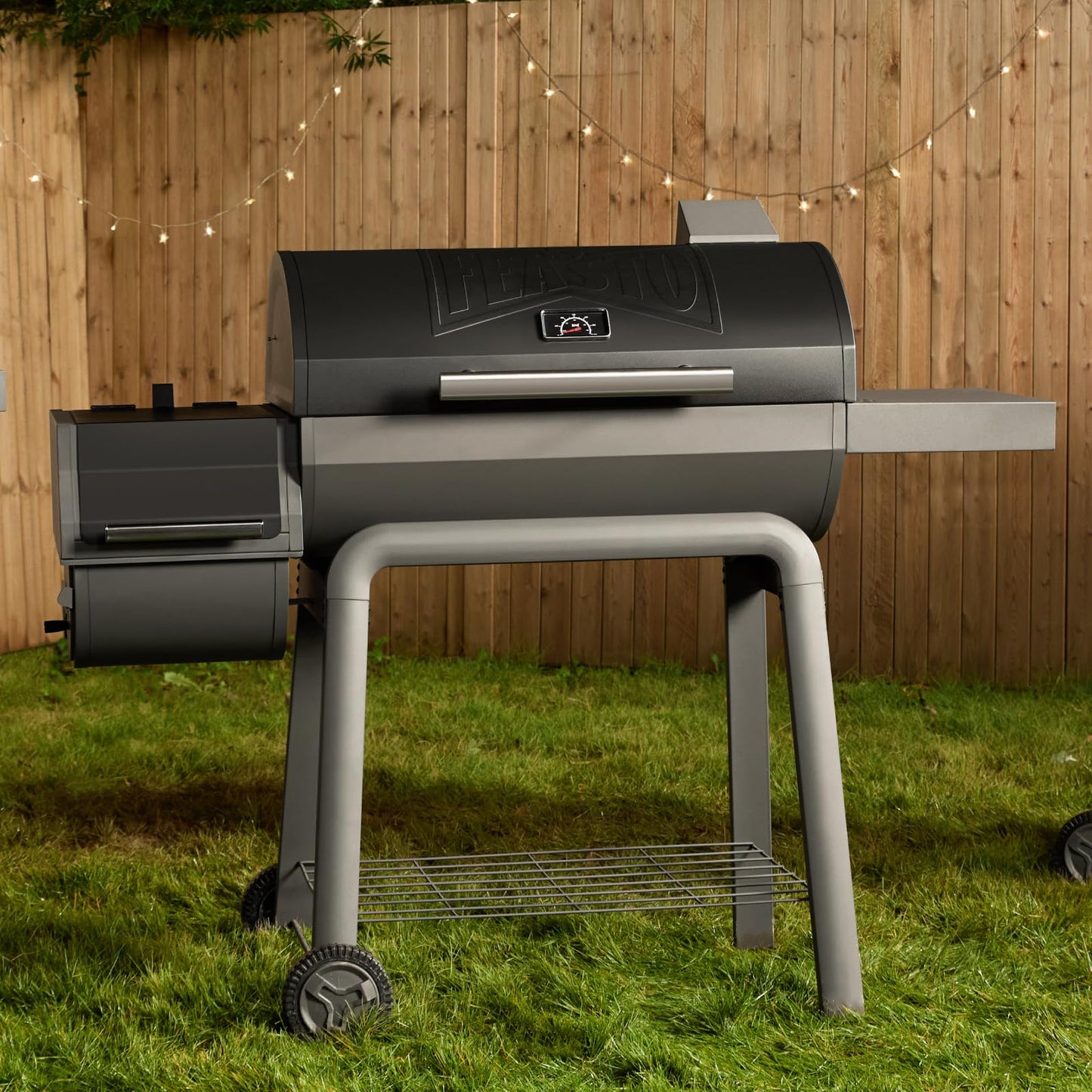 Charcoal Grill with Offset Smoker Grill and Side Table, 30-In Heavy-Duty BBQ Grill, Black
