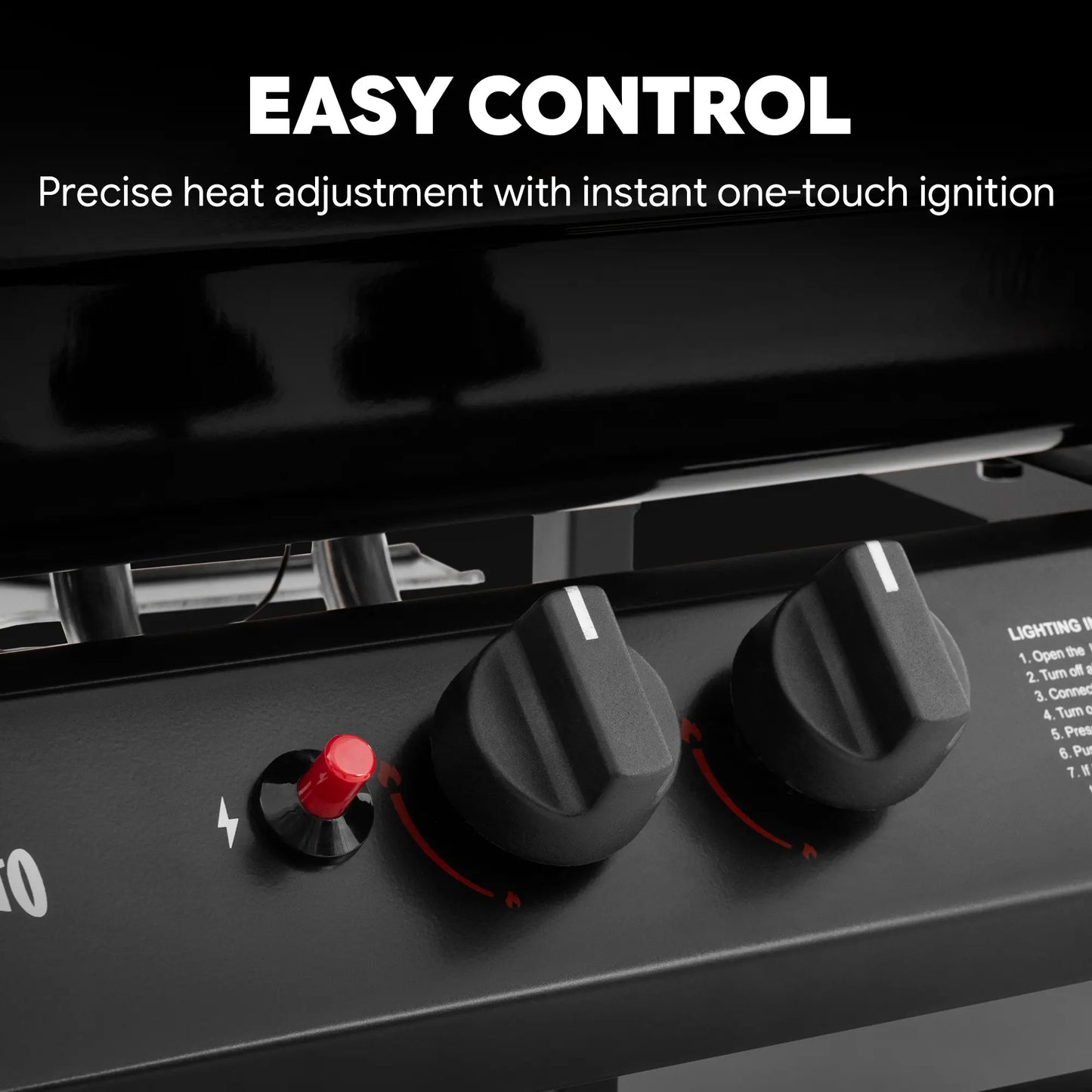 Control knobs on a grill with 'Easy Control'
