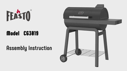Feasto BBQ Charcoal Grill with Side Table, 30-In Heavy Duty Outdoor BBQ Grill with 647 Sq. In Cooking Area for Outdoor Barbecue in Backyard, Patio and Parties, Black by Feasto