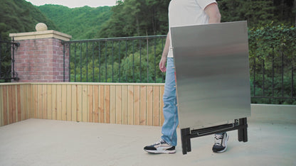 Feasto Large Folding Table Foldable Grill Stand and Pizza Oven Stand Portable Outdoor Food Prep Table Friendly to Storage  Ideal for Camp or RV Stainless Steel Tabletop