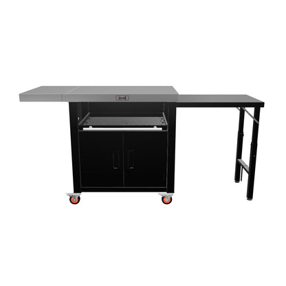 Feasto Grill Table, Outdoor Kitchen Island With 2 Foldable Side Tables, Stainless Steel Top For Outdoor Kitchen Cabinets, Bar Cart, Movable Grill Cart With Pull-Out Plate, L74”x W24”