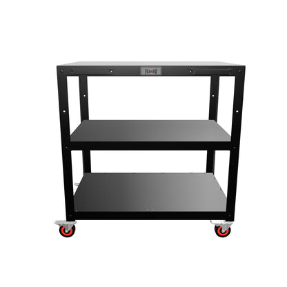 Feasto 3-Shelf Outdoor Steel Table Cart 35.4” x 24” Stainless Steel Table Top Movable Commercial Food Prep Pizza Prep Worktable Outdoor Kitchen Island