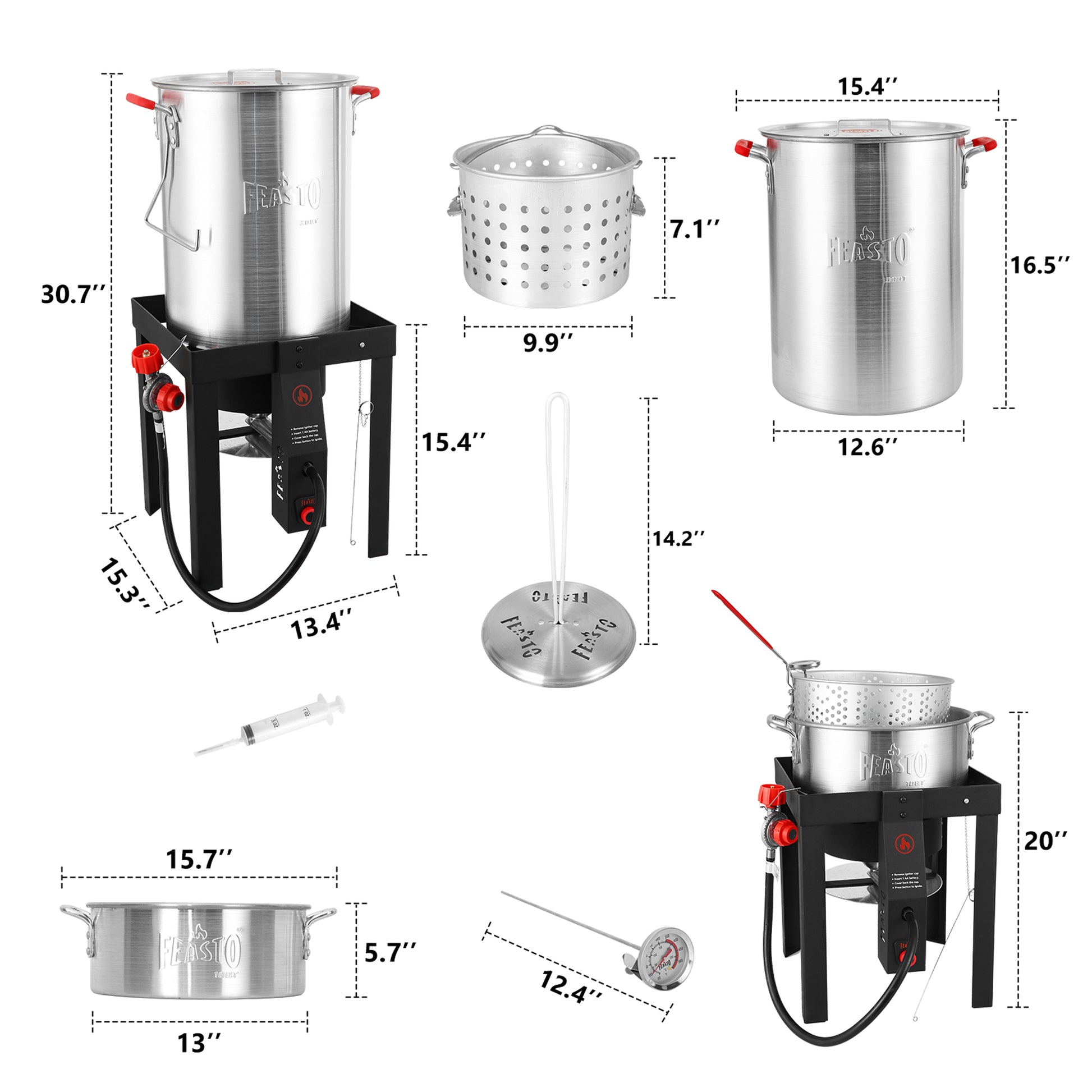 FEASTO 4 in 1 Turkey and Fish Fryer Set with 30 Qt & 10 Qt Aluminum Po –  Feastooutdoors