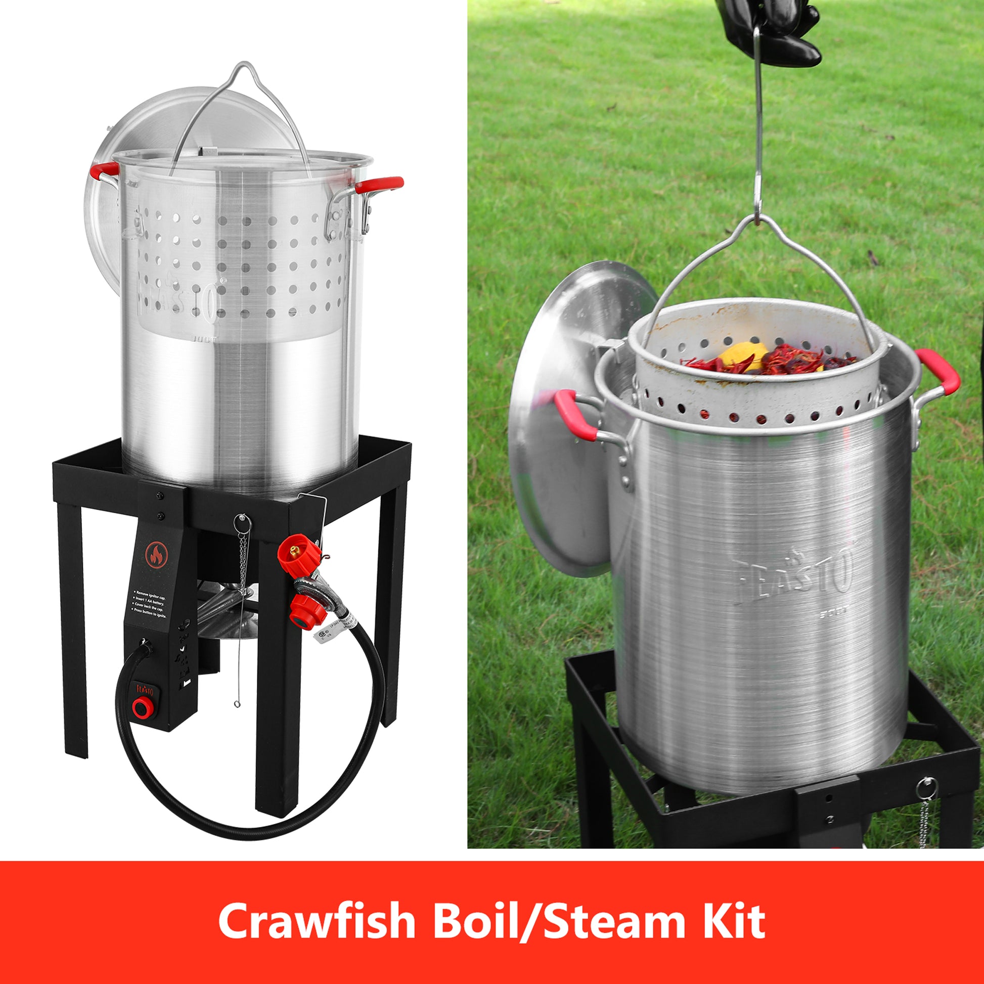 FEASTO 4 in 1 Turkey and Fish Fryer Set with 30 Qt & 10 Qt